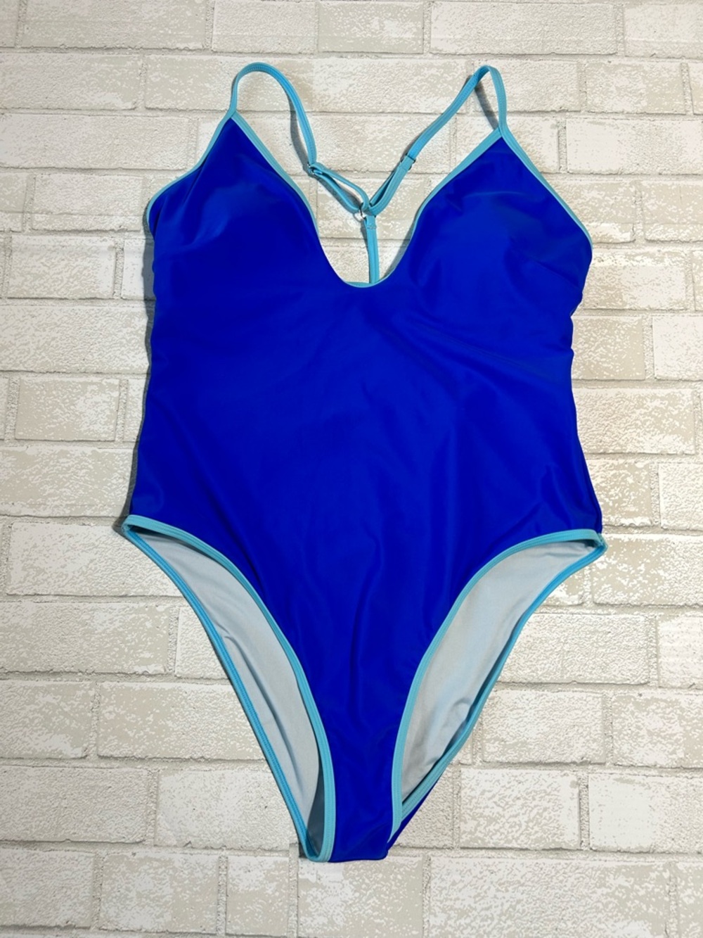 Royal Blue One-Piece Swimsuit with Aqua Trim
